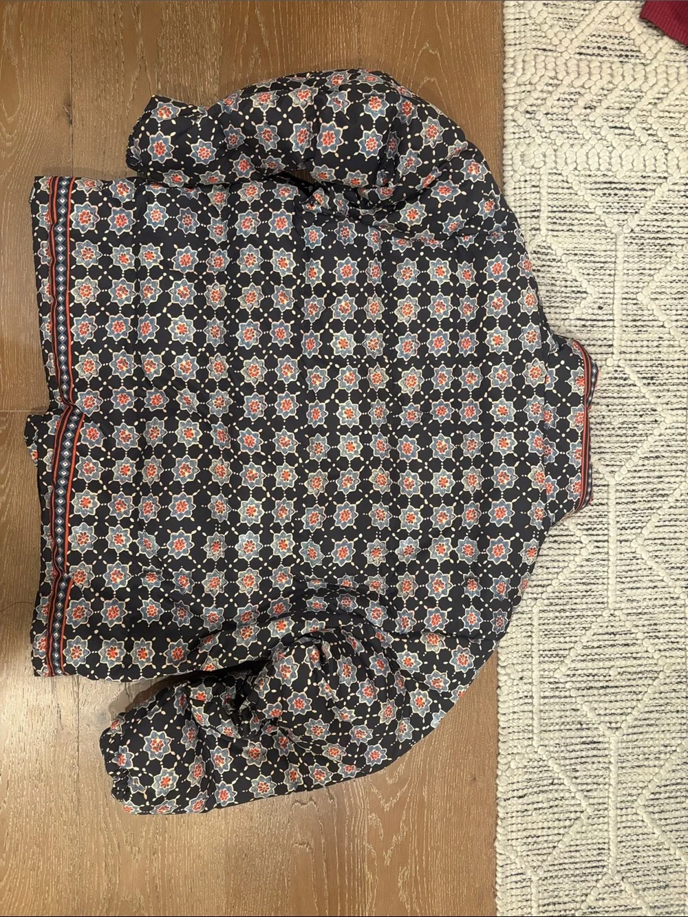 Found Floral zip and button up puffer